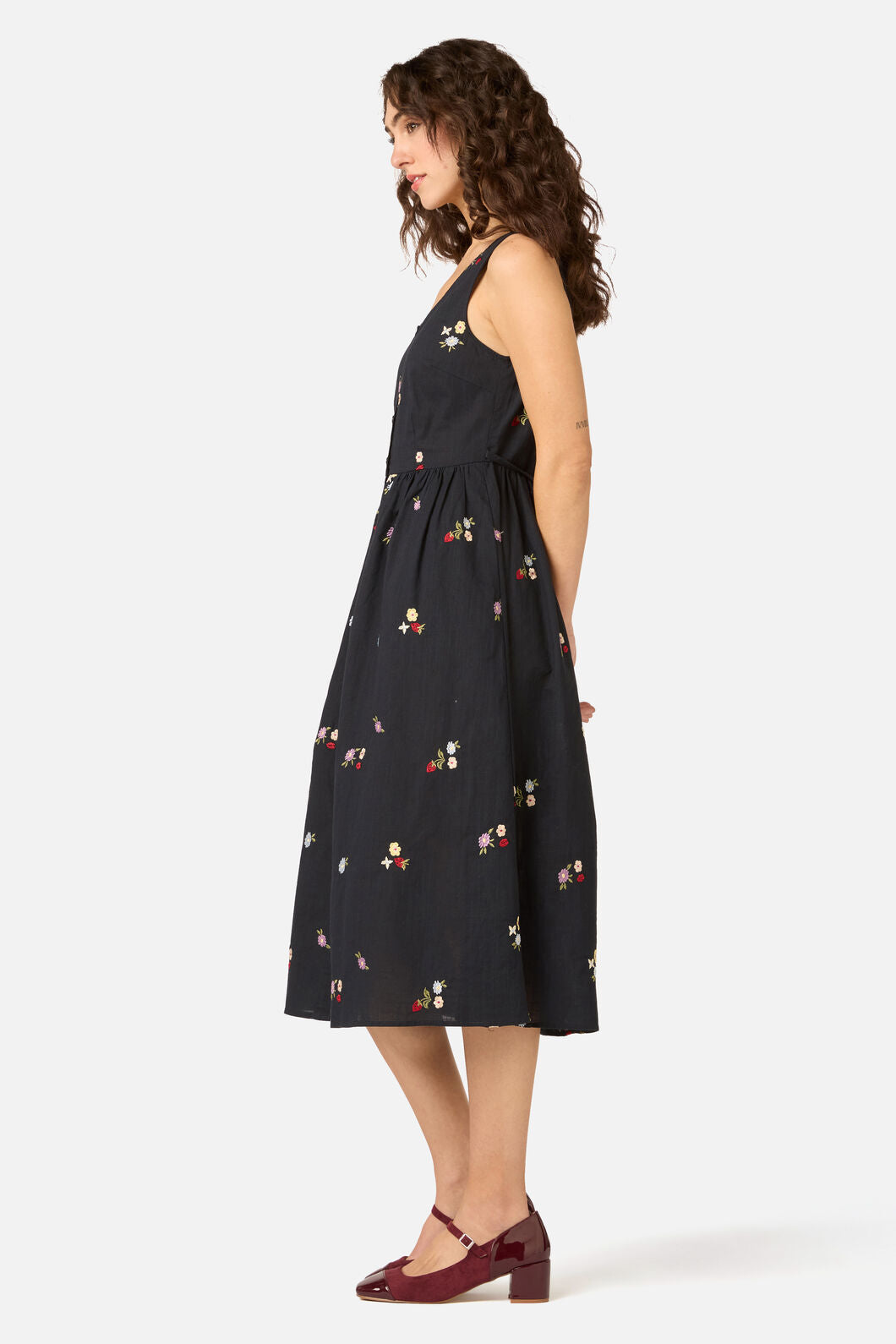 Princess Highway - Ladybug Embroidered Midi Dress - navy
