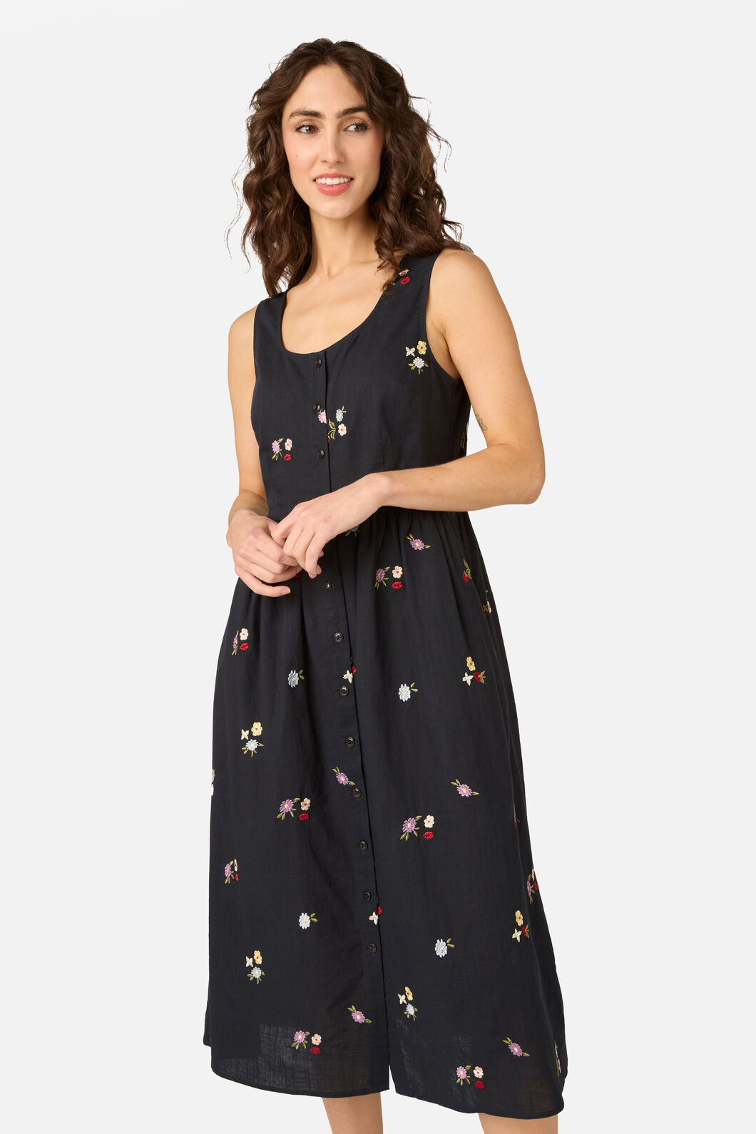 Princess Highway - Ladybug Embroidered Midi Dress - navy