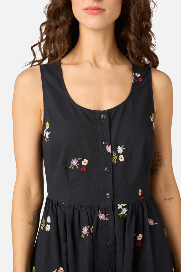 Princess Highway - Ladybug Embroidered Midi Dress - navy