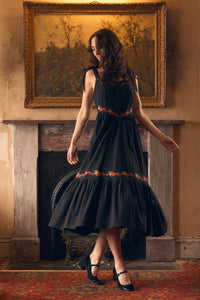 Princess Highway - 90'S Posy Embroidered Dress - black