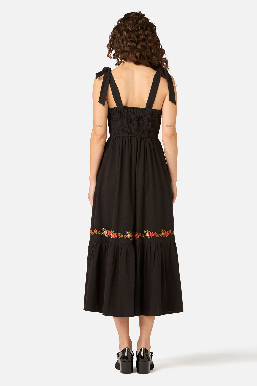 Princess Highway - 90'S Posy Embroidered Dress - black