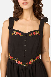 Princess Highway - 90'S Posy Embroidered Dress - black