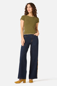 Princess Highway - 90'S Posy Embroidered Jean - blue-denim