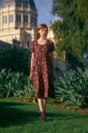 Princess Highway - Cute Cats Midi Dress - plum
