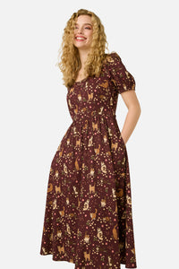 Princess Highway - Cute Cats Midi Dress - plum