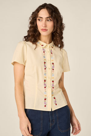 Princess Highway - Ladybug Embroidered Blouse - lemon