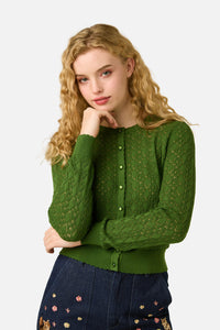 Princess Highway - Clara Pointelle Cardigan - green
