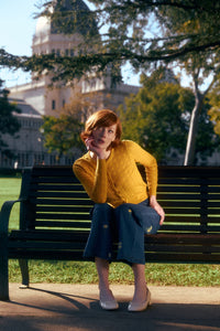 Princess Highway - Clara Pointelle Cardigan - mustard