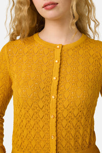 Princess Highway - Clara Pointelle Cardigan - mustard