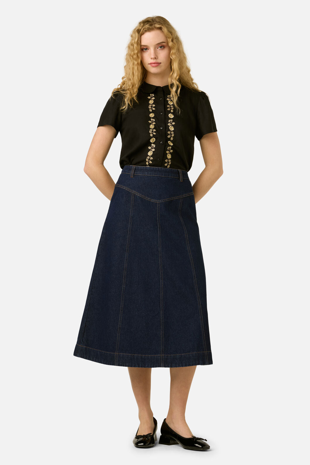 Princess Highway - Olinda Denim Midi Skirt - blue-denim