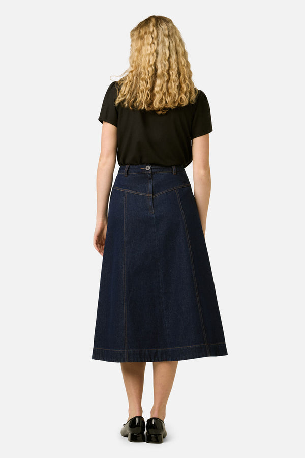 Princess Highway - Olinda Denim Midi Skirt - blue-denim