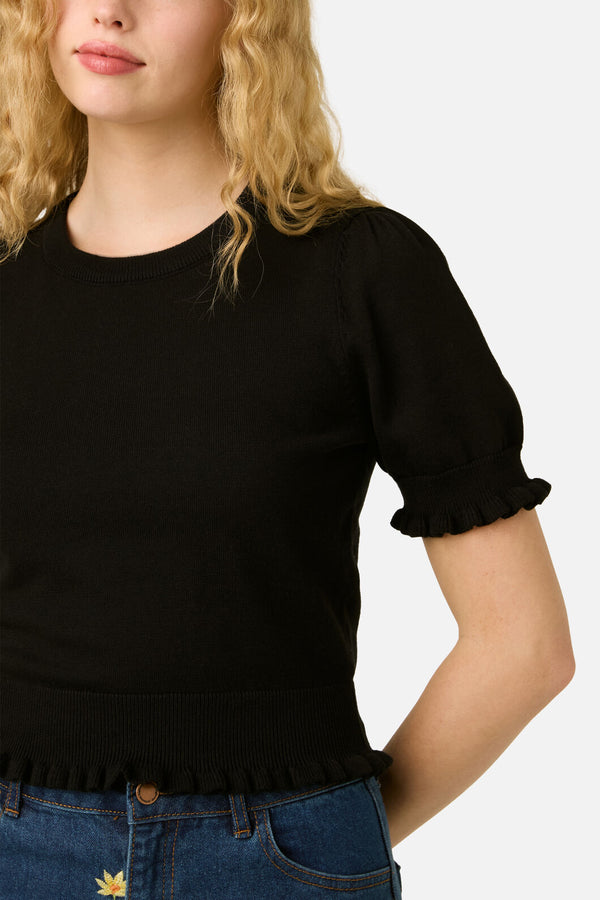 Princess Highway - Zoe Ruffle Knit Top - black