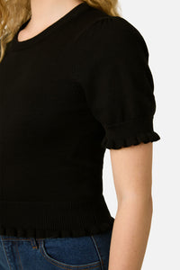 Princess Highway - Zoe Ruffle Knit Top - black