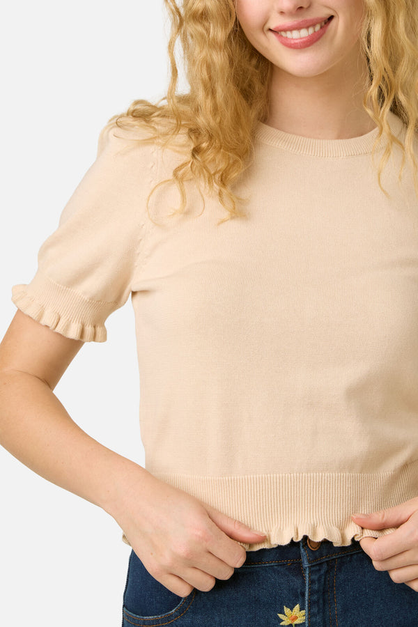 Princess Highway - Zoe Ruffle Knit Top - cream