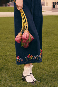 Princess Highway - Wren Embroidered Denim Culotte - dark-denim