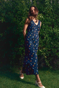Princess Highway - Chloe Ditsy 90S Midi Dress - navy