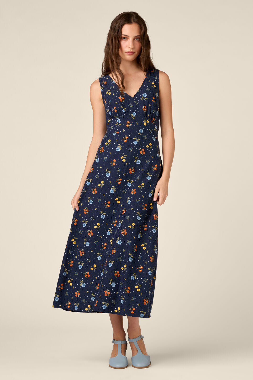 Princess Highway - Chloe Ditsy 90S Midi Dress - navy