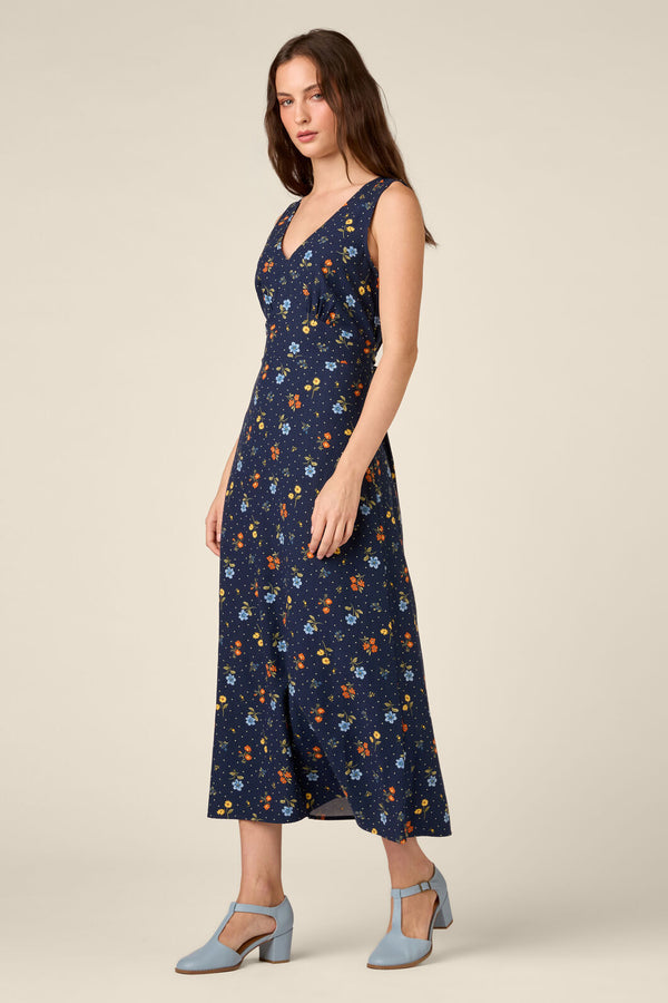 Princess Highway - Chloe Ditsy 90S Midi Dress - navy