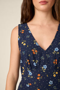 Princess Highway - Chloe Ditsy 90S Midi Dress - navy