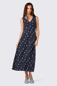 Princess Highway - Chloe Ditsy 90S Midi Dress - navy