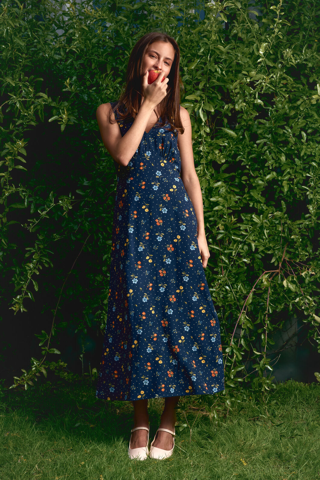 Princess Highway - Chloe Ditsy 90S Midi Dress - navy