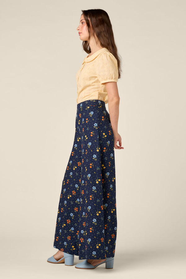 Princess Highway - Chloe Ditsy 90's Wide Leg Pant - navy