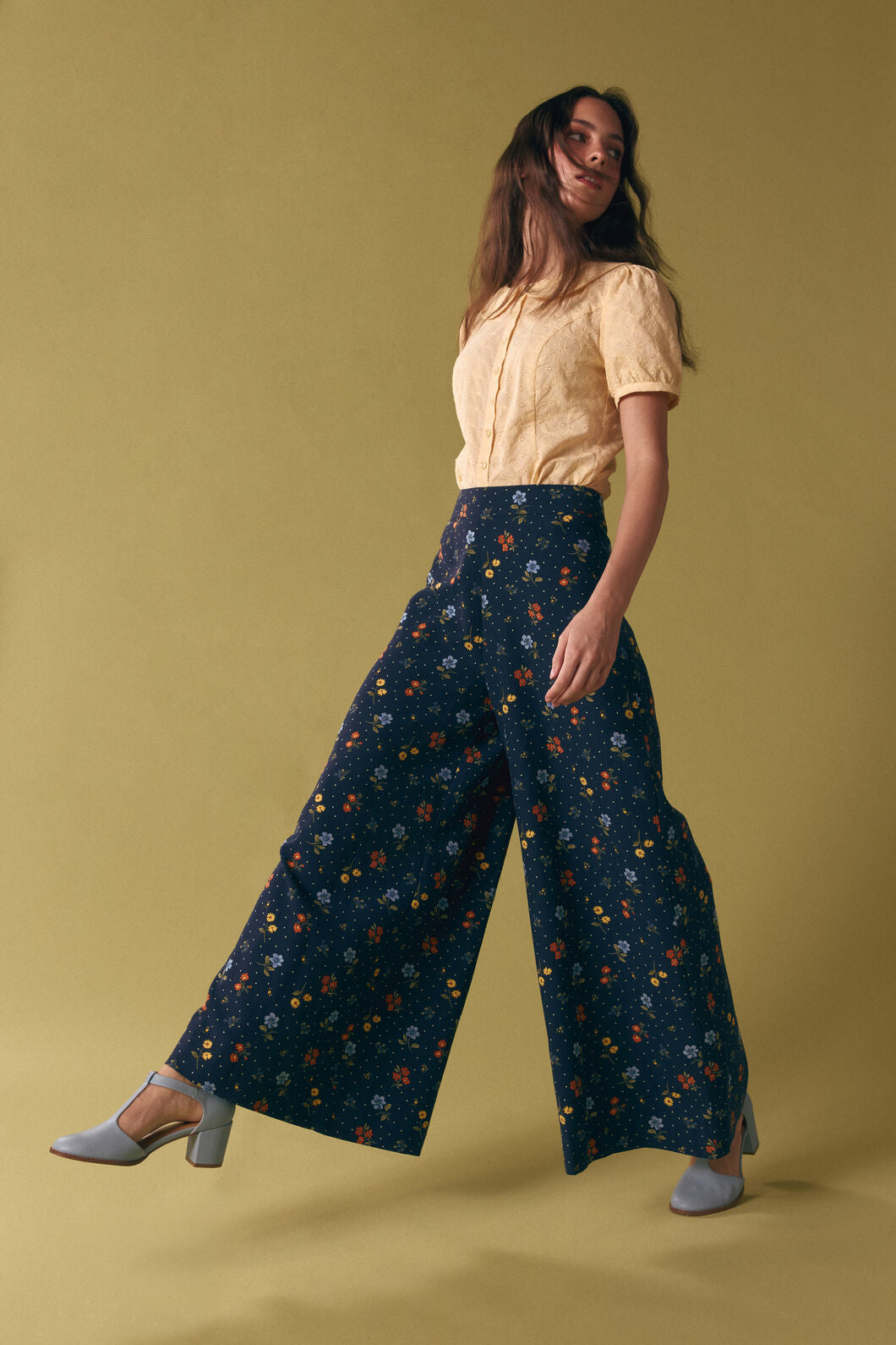 Princess Highway - Chloe Ditsy 90's Wide Leg Pant - navy