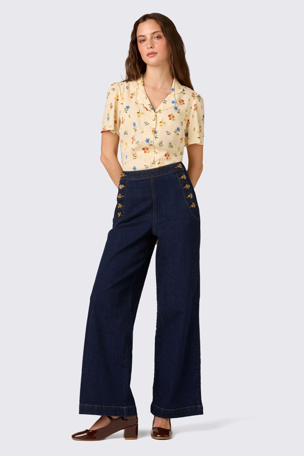 Princess Highway - Chloe Ditsy 90's Blouse - cream