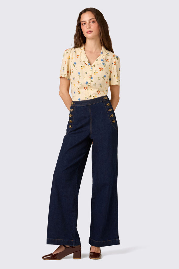 Princess Highway - Chloe Ditsy 90's Blouse - cream