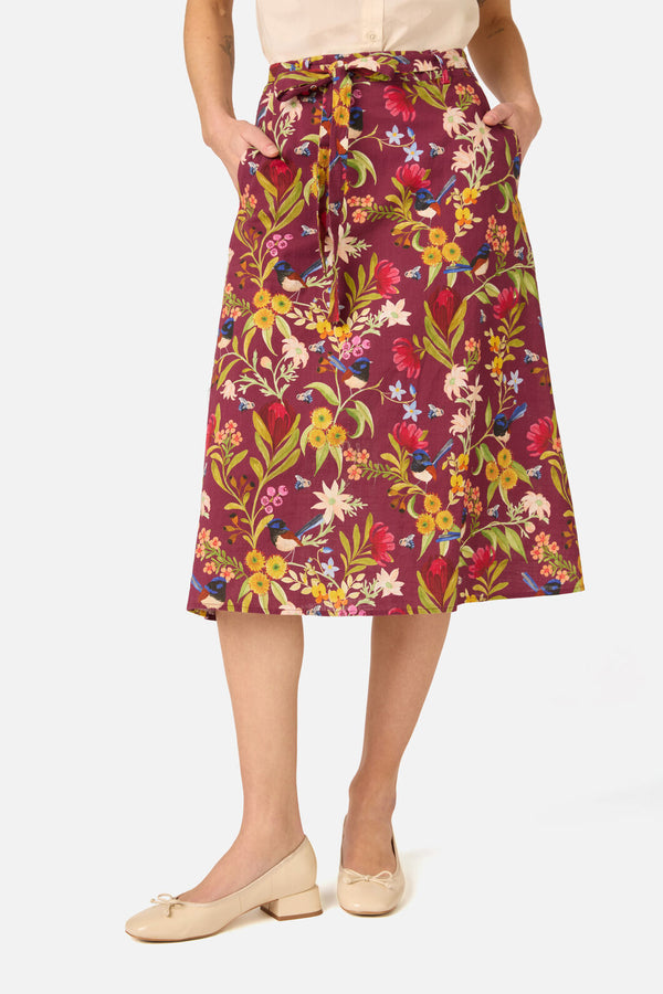 Princess Highway - Fairy Wren Midi Skirt - plum