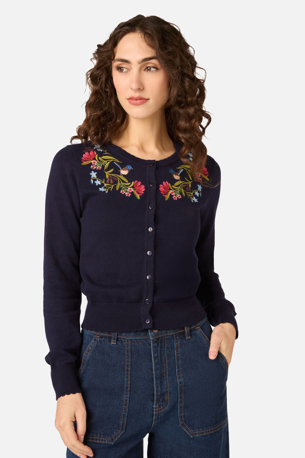 Princess Highway - Wren Embroidered Cardigan - navy