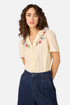 Princess Highway - Fairy Wren Embroidered Blouse - cream