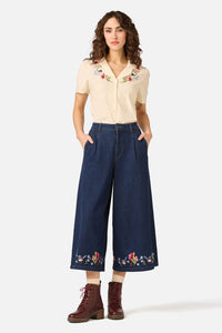Princess Highway - Fairy Wren Embroidered Blouse - cream