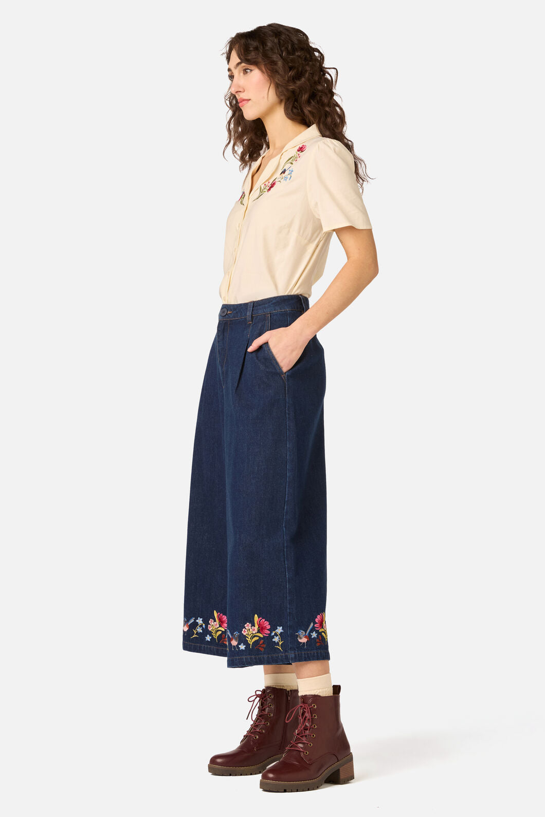 Princess Highway - Fairy Wren Embroidered Blouse - cream