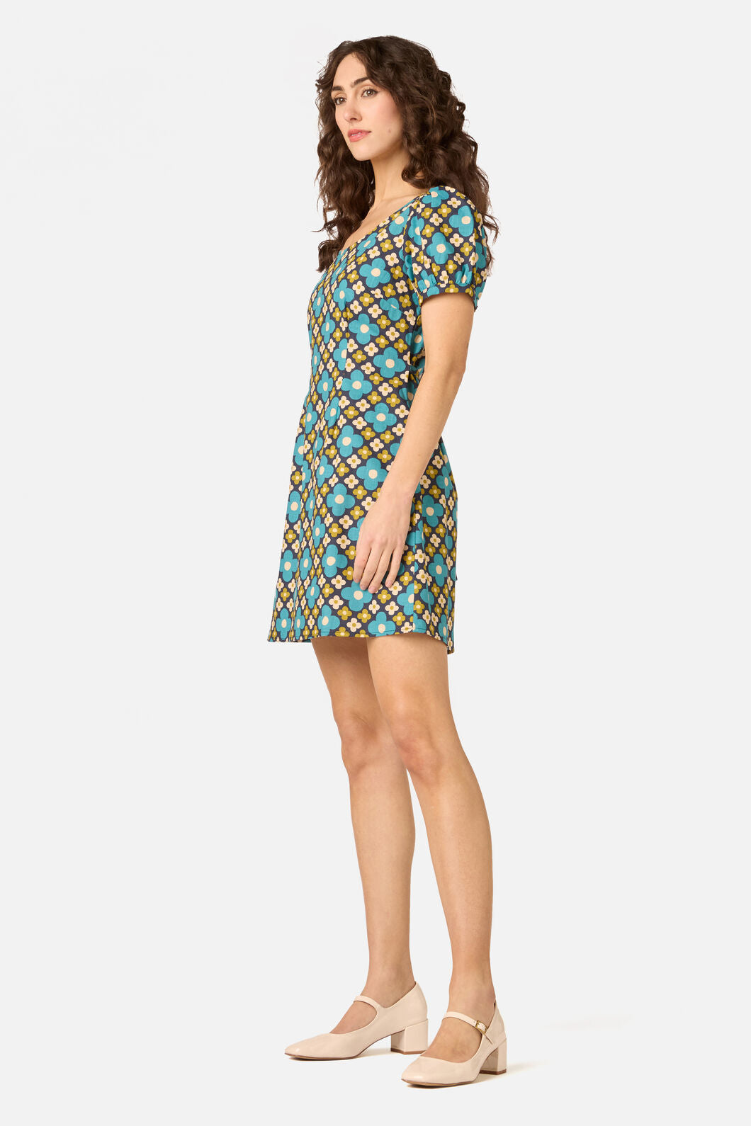 Princess Highway - Mimi Retro Puff Sleeve Dress - navy