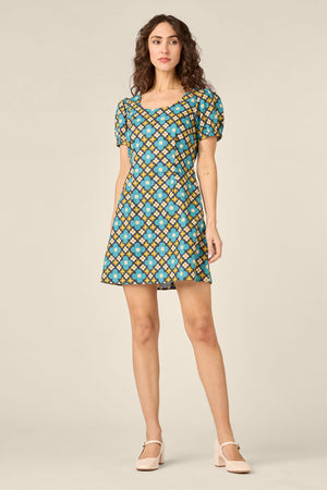 Princess Highway - Mimi Retro Puff Sleeve Dress - navy