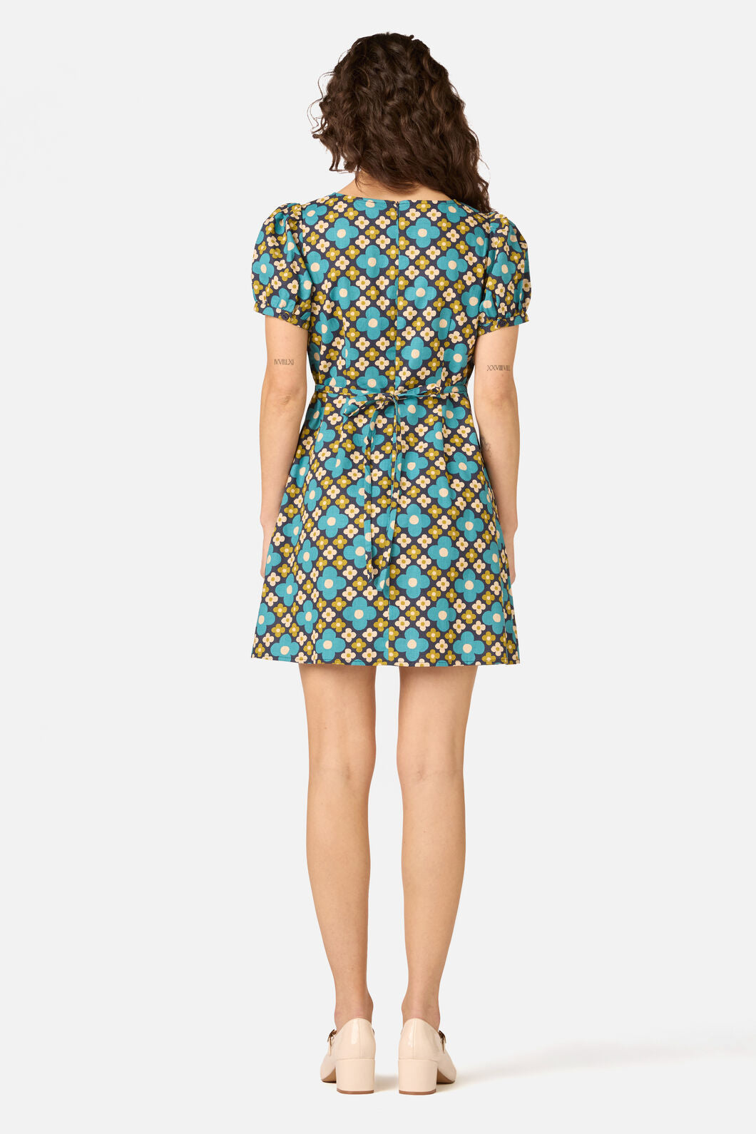 Princess Highway - Mimi Retro Puff Sleeve Dress - navy