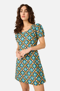 Princess Highway - Mimi Retro Puff Sleeve Dress - navy