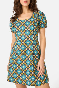 Princess Highway - Mimi Retro Puff Sleeve Dress - navy