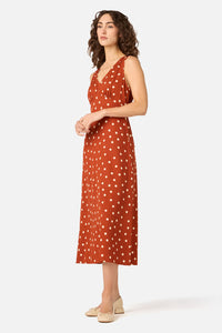 Princess Highway - Kelly Polka Dot Midi Dress - rust