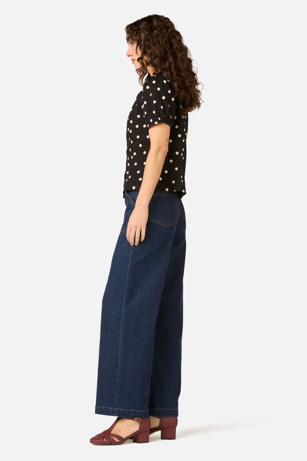 Princess Highway - Kelly Polka Dot Blouse - black
