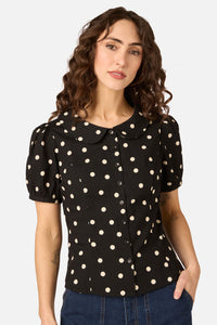 Princess Highway - Kelly Polka Dot Blouse - black