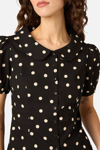 Princess Highway - Kelly Polka Dot Blouse - black