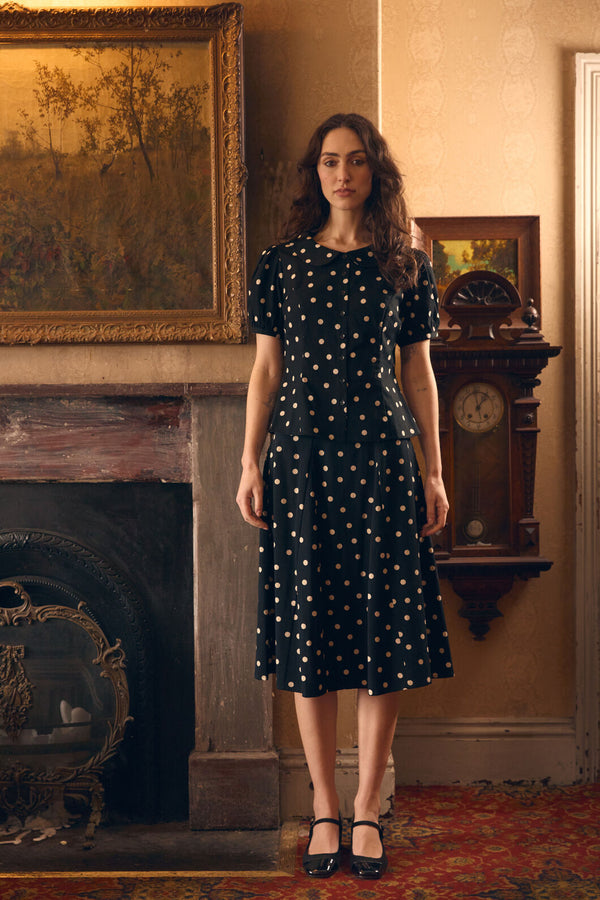 Princess Highway - Kelly Polka Dot Blouse - black