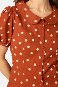 Princess Highway - Kelly Polka Dot Blouse - rust
