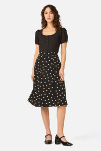 Princess Highway - Kelly Polka Dot Skirt - black