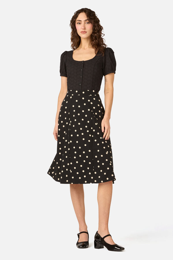 Princess Highway - Kelly Polka Dot Skirt - black