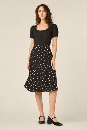 Princess Highway - Kelly Polka Dot Skirt - black