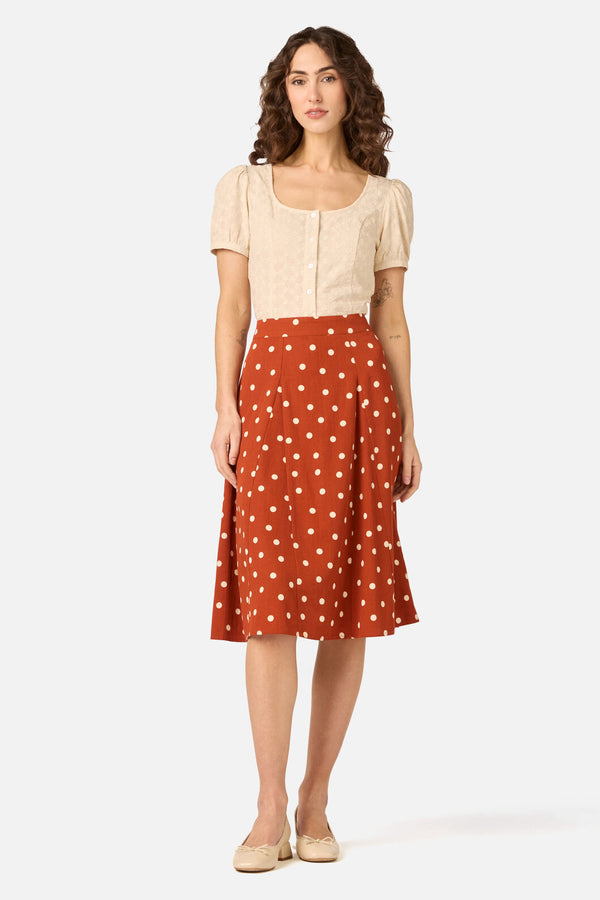 Princess Highway - Kelly Polka Dot Skirt - rust