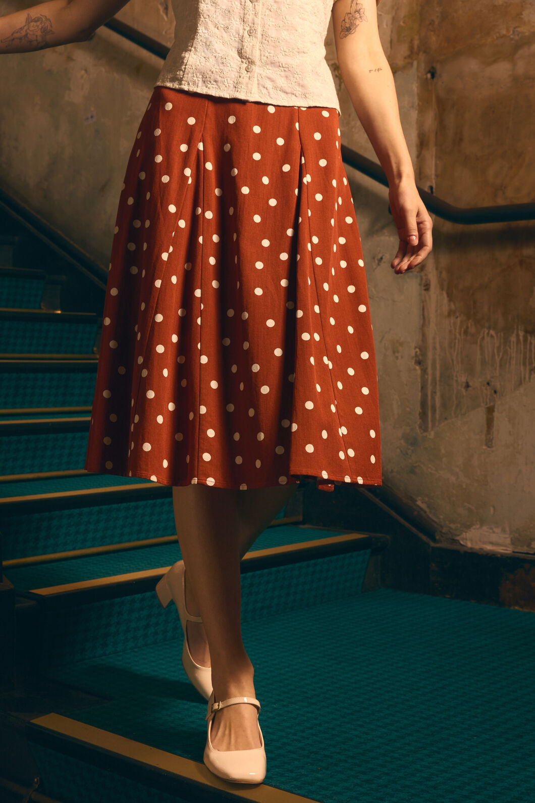 Princess Highway - Kelly Polka Dot Skirt - rust